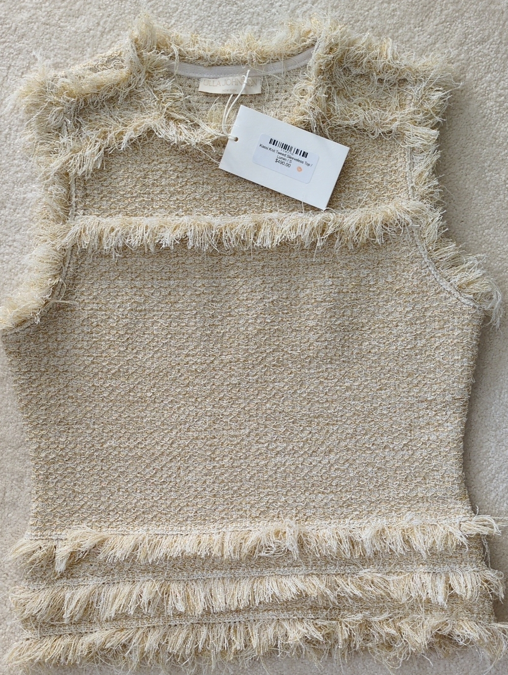 Ulla Johnson Kassi Knit Tweed Top Fringe Glam Fall Trendy Small NWT